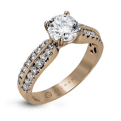 Bague de fiançailles ZR322 en or 14 carats avec diamants