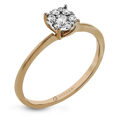 Bague de fiançailles ZR1587 en or 14 carats avec diamants