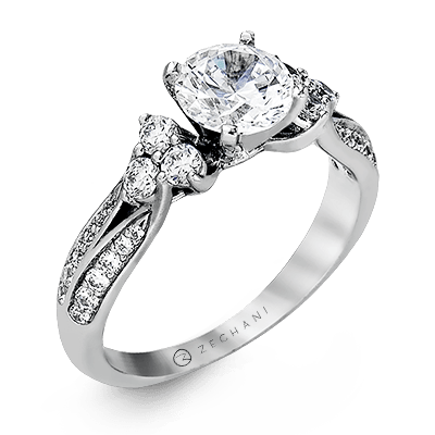 Bague de fiançailles ZR342 en or 14 carats avec diamants