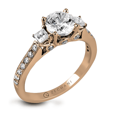 Bague de fiançailles ZR446 en or 14 carats avec diamants