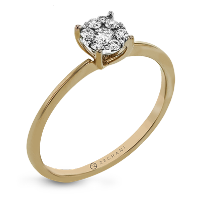 Bague de fiançailles ZR1587 en or 14 carats avec diamants