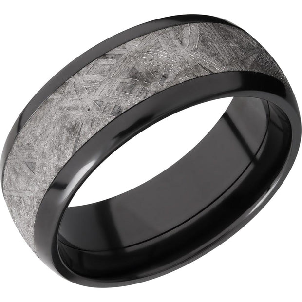 Men's Zirconium Ring with Meteorite Inlay