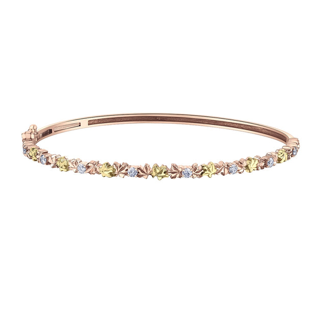 Canadian Diamond Falling Leaves Bangle Bracelet