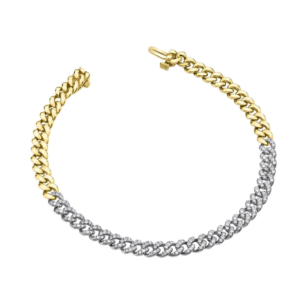 Two-Tone Gold Diamond Cuban Link Bracelet