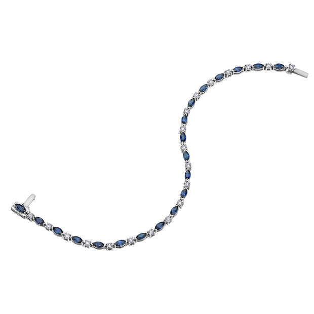 Marquise Cut Sapphire and Canadian Diamond Tennis Bracelet