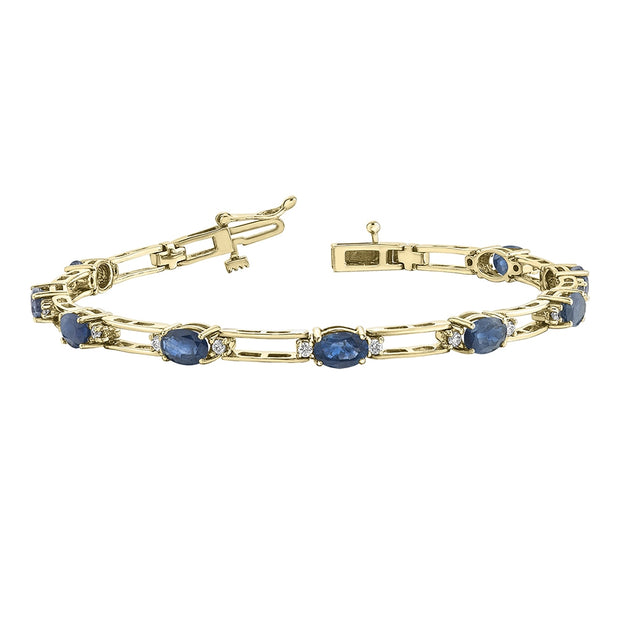 Diamond and Oval Sapphire Bracelet