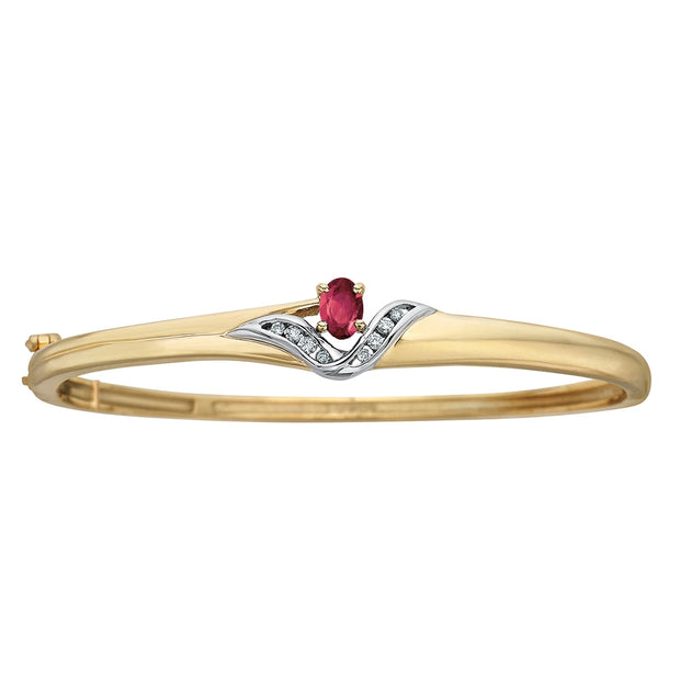 Unique Diamond and Ruby Bangle Bracelet