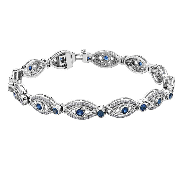 Sapphire and Diamond Vintage-Inspired Bracelet
