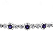 Bezel Set Amethyst and Diamond Tennis Bracelet