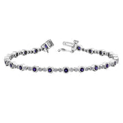 Bezel Set Amethyst and Diamond Tennis Bracelet