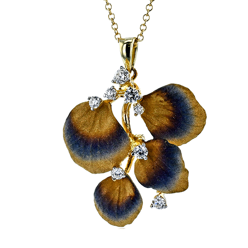 Burnished Yellow Gold and Diamond Pendant