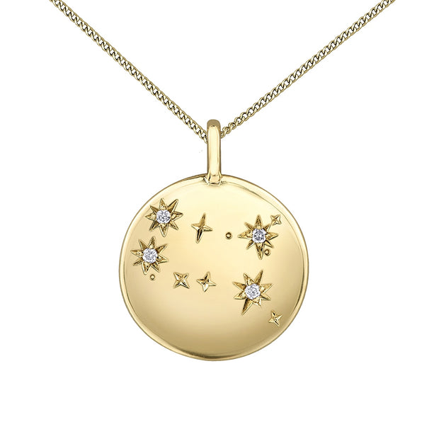 Diamond and Yellow Gold Zodiac Sign Pendant