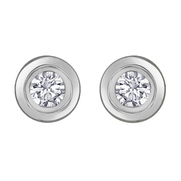 Boucles d'oreilles solitaire en diamant canadien serti clos