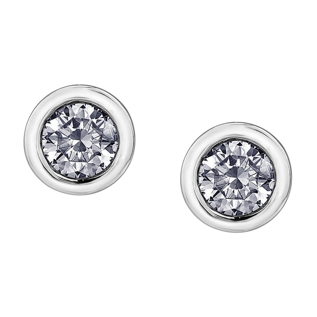 Boucles d'oreilles solitaire en diamant canadien serti clos