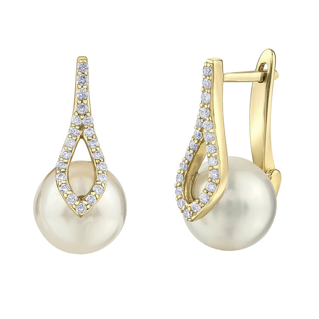 Unique Pearl and Diamond Drop Earrings