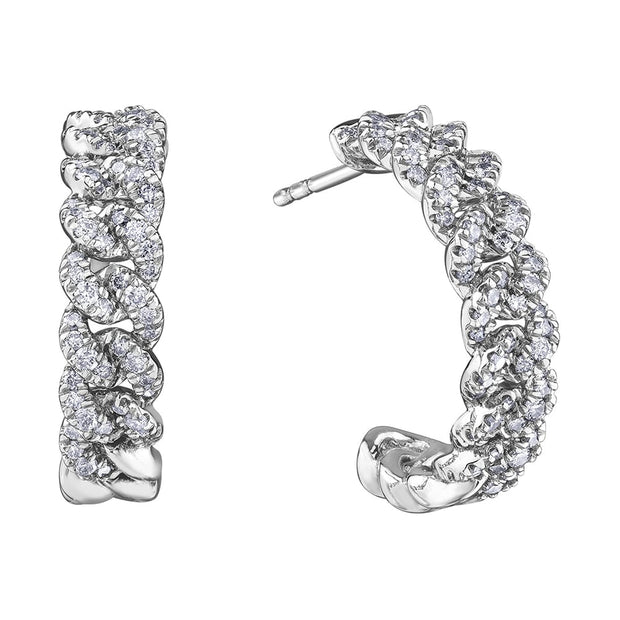 Diamond Chain-Link Hoop Earrings