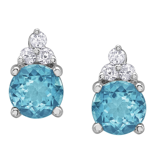 Blue Topaz and Diamond Stud Earrings