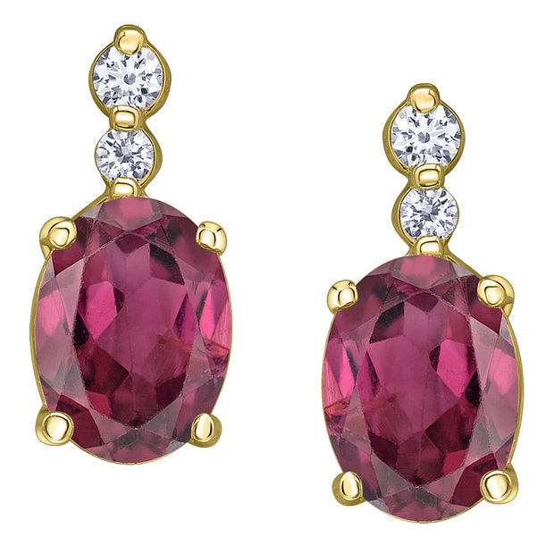 Rhodolite Garnet and Canadian Diamond Earrings