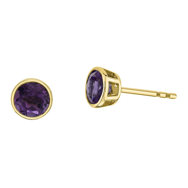 Bezel Set Birthstone Stud Earrings