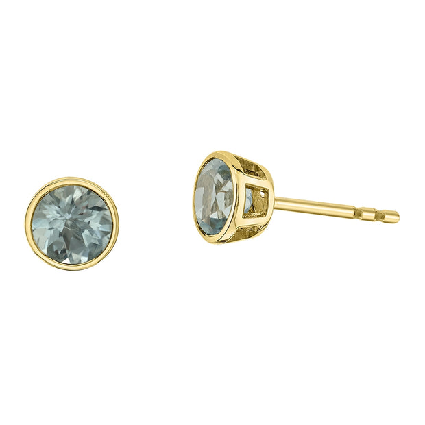 Bezel Set Birthstone Stud Earrings