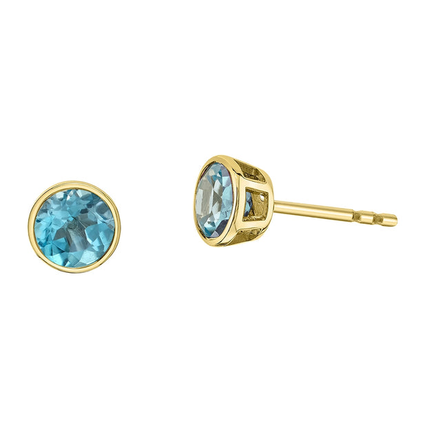 Bezel Set Birthstone Stud Earrings
