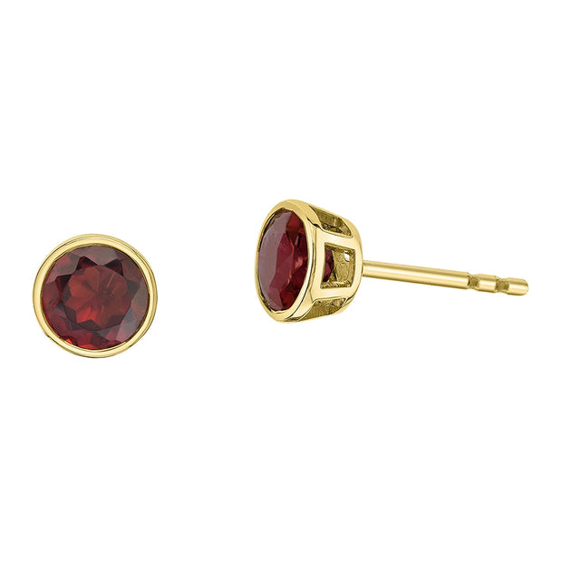 Bezel Set Birthstone Stud Earrings