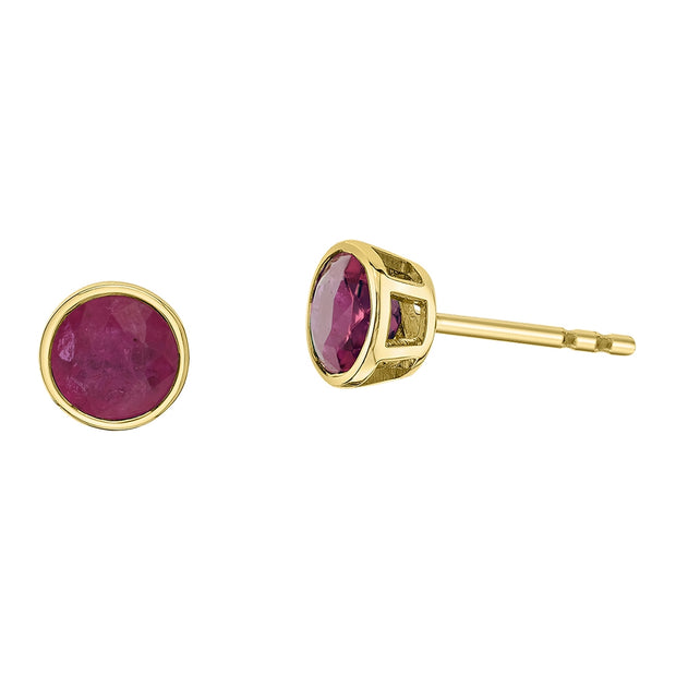 Bezel Set Birthstone Stud Earrings