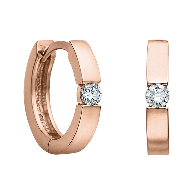 Tension Set Diamond Huggie Hoop Earrings