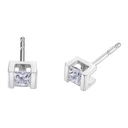Tension Set Canadian Princess Diamond Stud Earrings