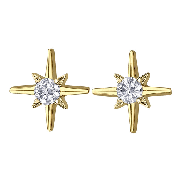 Canadian Diamond Starburst Stud Earrings