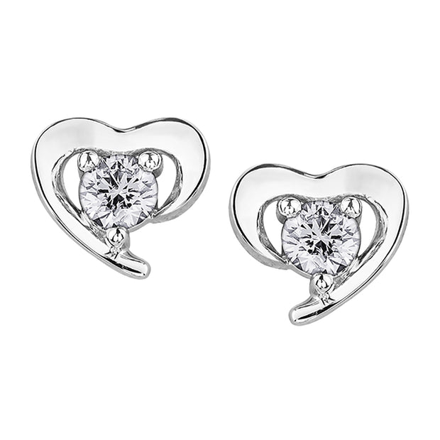 Canadian Diamond Heart Stud Earrings