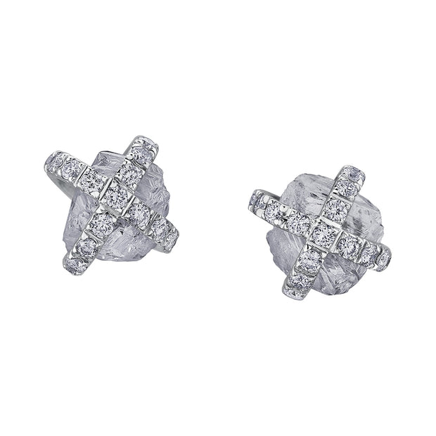 Rough Canadian Diamond Stud Earrings