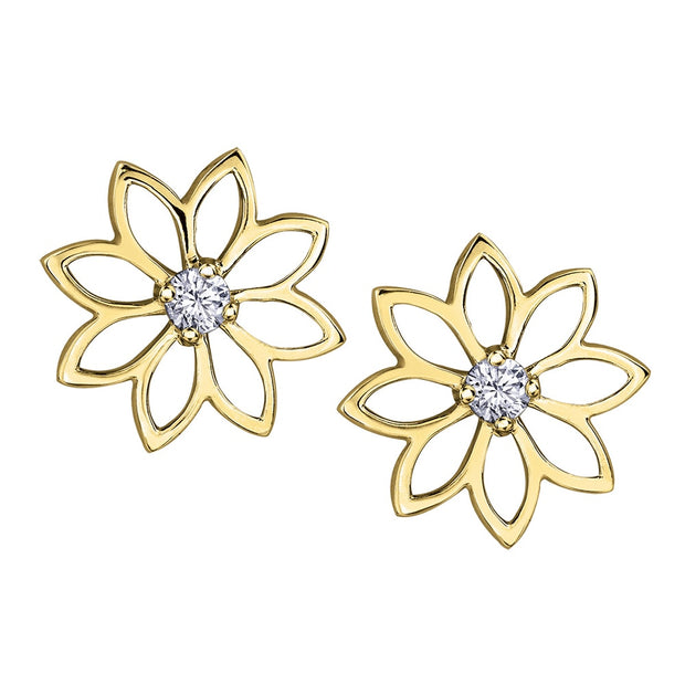 Spring Water Lily Canadian Diamond Stud Earrings