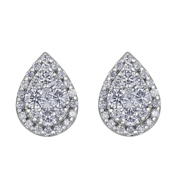 Pear Cluster Diamond Stud Earrings