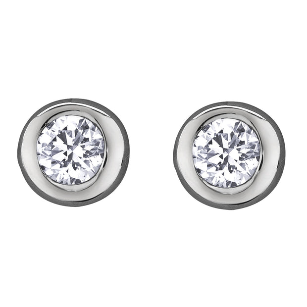 Bezel Set Canadian Diamond Stud Earrings