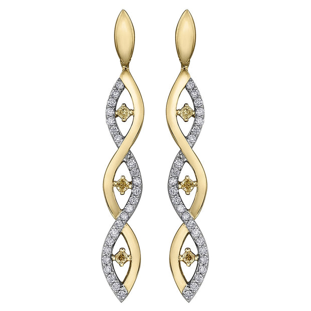 Cushion Cut Fancy Yellow Canadian Diamond Earrings