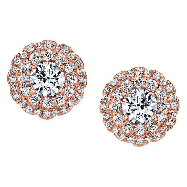 Boucles d'oreilles à tige en or rose et diamants canadiens