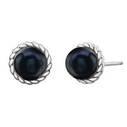 Braided Gold and Pearl Stud Earrings