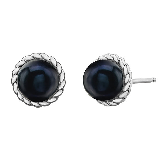 Braided Gold and Pearl Stud Earrings