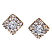 Princess Cut Canadian Diamond Stud Earrings with Halo