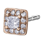 Princess Cut Canadian Diamond Stud Earrings with Halo