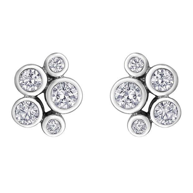 Bezel Set Diamond Bubble Stud Earrings