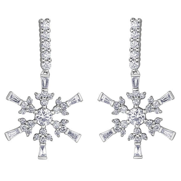 Canadian Diamond Snowflake Drop Earrings