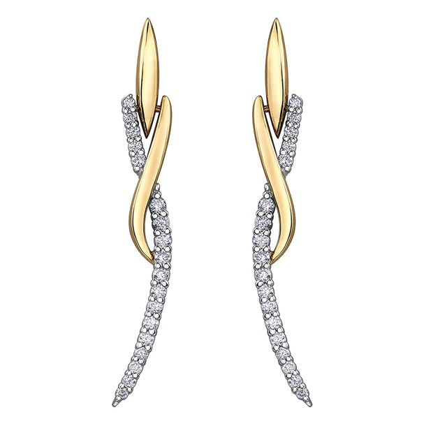 Curved Diamond Drop Earrings