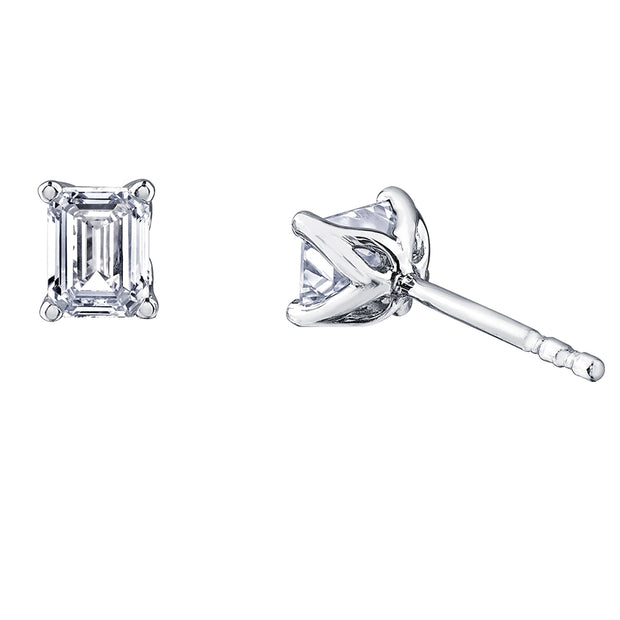 Eternal Flames Emerald Cut Canadian Diamond Stud Earrings