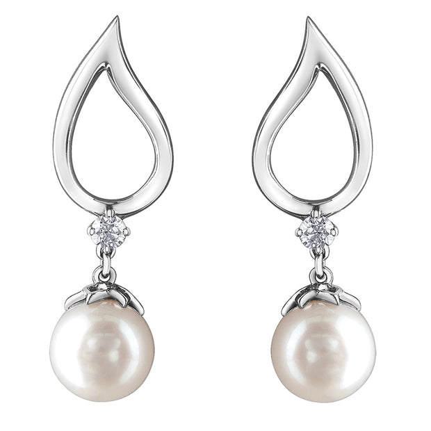 Pearl and Canadian Diamond Drop Earrings