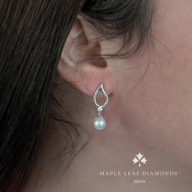 Pearl and Canadian Diamond Drop Earrings