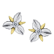 Canadian Diamond Ontario Trillium Flower Stud Earrings