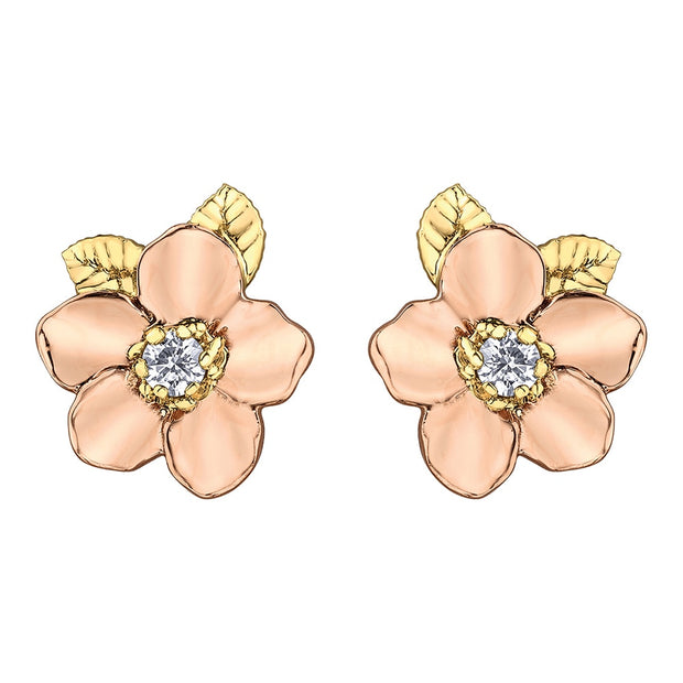 Canadian Diamond Wild Rose Stud Earrings