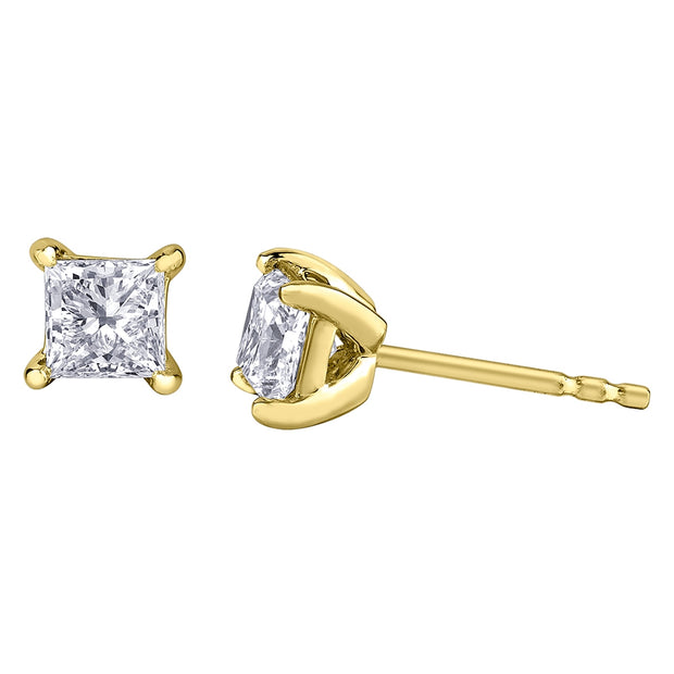 Princess Cut Canadian Diamond Solitaire Stud Earrings